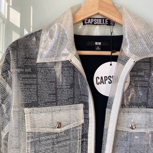 CASPULLE Raincoat Y2K style Newspaper Print Size S